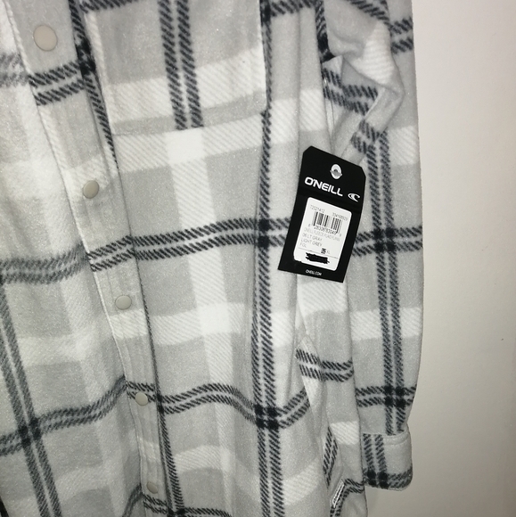 O'Neill Plaid fleece shacket , XL, light grey , new with tags - Picture 6 of 6